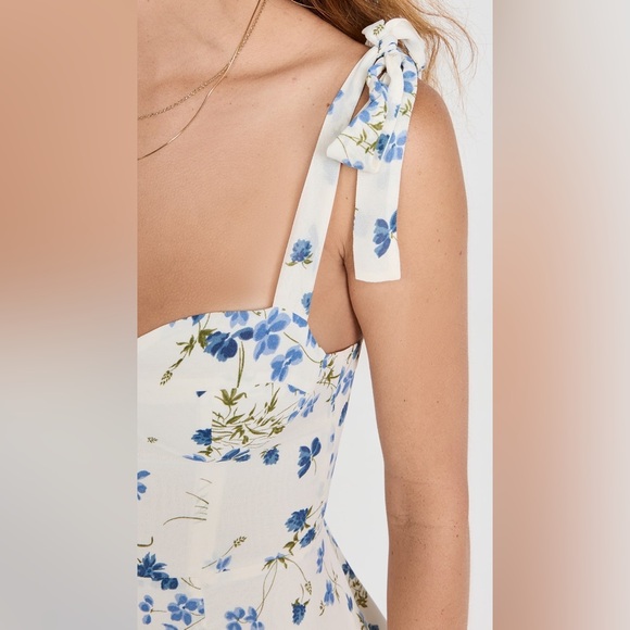 NWT Reformation Niara Dress - white/blue (clarita) - Picture 3 of 7